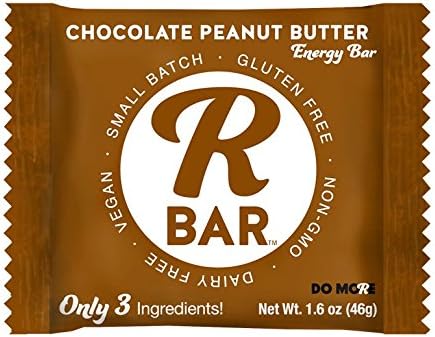 RBar Whole Food Real Chocolate Peanut Butter Energy Bar - Dairy & Gluten Free Snacks, Vegan Protein Bar - 3 Healthy Ingredients (10 Pack)
