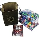 Third Die Dice Bag - Very Large "Bag of Hoarding" - Will Hold 450 Dice - Handcrafted and Reversible Drawstring Bag That Stands Open On The Table - For All Your Gaming Needs - Deep Green and Moss
