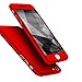 Jaorty 360 Full Body Protection Hard Slim Case Coated Non Slip Matte Surface + Tempered Glass Screen Protector for iPhone 6s / 6 (4.7-inch) - Red