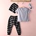 Canis Baby Boys Short Sleeve Love Heart T-Shirt and Striped Pants Outfit with Hat (70(6-12M), Grey)