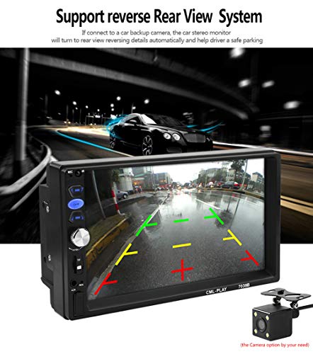 CarThree Car Radio Touchscreen 7 Inch Mirrorlink Android SD/FM/USB/AUX/Bluetooth Double Din Car Stereo for Rear View Camera Remote Control