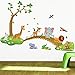 Jungle Animal Across the Bridge Removable Cartoon Wall Sticker Wall Decal Wall Decor Wallpaper for Kids Children Room