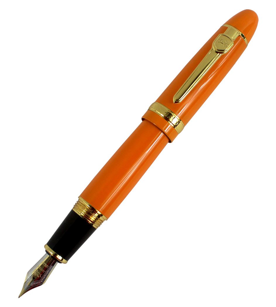 Jinhao 159 Big Heavy Barrel Medium Nib Fountain Pen with Golden Clip - Orange