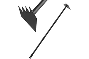 LUVENIA Hoe Garden Tool Long Handle, 31-60 Inch Long Triangle Hoe Manual Weeder, Heavy Duty Metal Landscaping Triangle Weeding Hoe for Gardening Weeding Digging Loosening Edging Cultivating