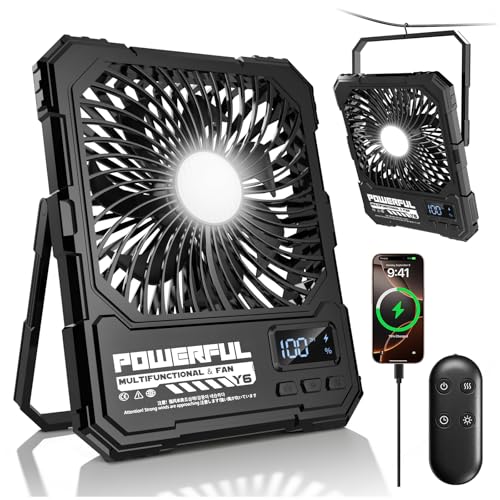 20000mAh Battery Powered Portable Camping Fan, 8 Inch Rechargeable Travel Fan, Up to 82 Hours Battery Life, Suitable for Bedroom, Outdoor