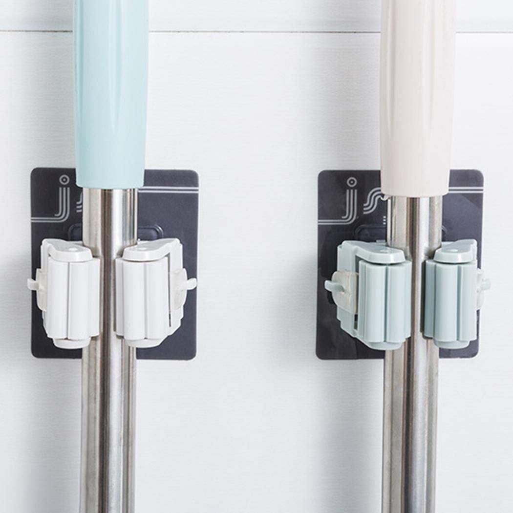 Acret Broom Mop Holder, Wall Mounted Storage Mop Hanger Clip