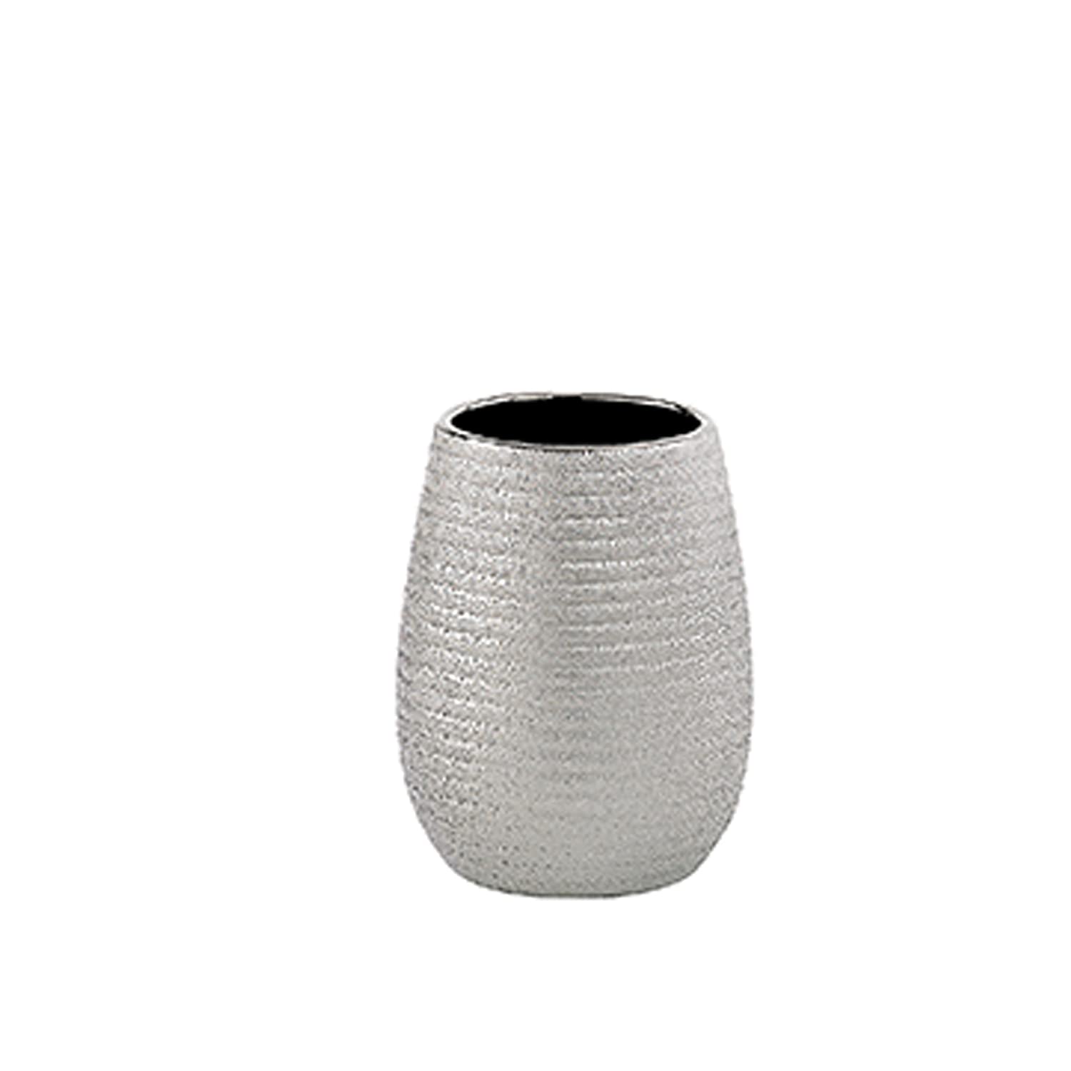 Gedy G-Astrid Silver Bathroom Toothbrush Holder, Dimensions 11 x 8.3 x 8.3 cm, Weight 0.25 kg, Ceramic Toothbrush Holder, Year of Warranty 2, R&D Design