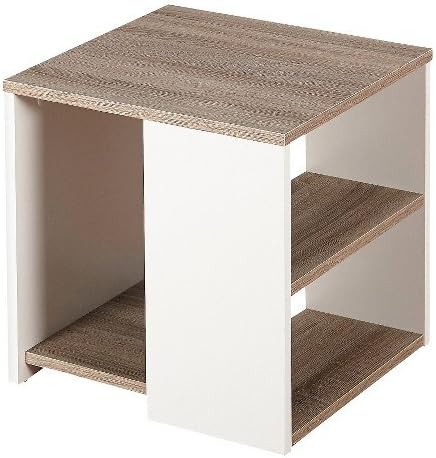 The Mezzanine Shoppe Urban Ultra Modern 3 Shelf Living Room End Table, 15.4", White/Sonoma Oak