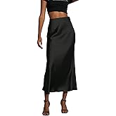 Narecte Women's Skirts Elegant Satin Midi Skirt High Waisted Mermaid Long Skirts for Summer and Fall
