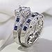 LOVERSRING 3pc Two Rings His and Hers Couple Rings Bridal Sets His Hers Women White Gold Filled Heart Cz Man Tungsten Carbide Wedding Ring Band Set