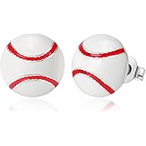 Sterling Silver Sports Earrings, Hypoallergenic Soccer, Volleyball, Football, Basketball, Baseball Stud Earrings for Women Mom Player Fans