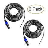 Yoico 2Pcs 25 Feet Professional Speakon to 1/4 Speaker Cable, Pair 25 ft 12 Gauge Speakon to 1/4 Male Inch Audio Amplifier Connection Heavy Duty Cord Wire with Twist Lock