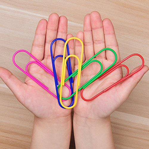 Morepack 30 Pcs 4" inch (100mm) Mega Large Jumbo Giant Big Paper Clips,Vinyl Coated,Massive Mega - Multicolor
