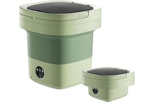 MIHEQIKQI Portable Washing Machine,16L Laundry Washer with 3 Modes Deep Cleaning for Underwear,Baby Clothes,Shirt,Small Delicates. Mini Foldable Washer and Dryer Combo for Apartment,Hotel,Camp,RV,Travel(Green)