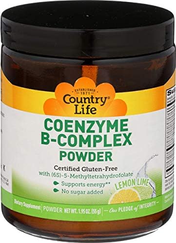 Country Life Coenzyme B-Complex Lemon Lime 1.95 oz (55g) Powder, Certified Gluten Free, Certified Vegan
