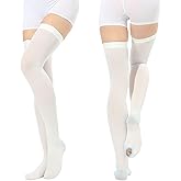 2Pairs Ted Hose Compression Stockings for Women and Men, Anti Embolism Compression Stockings, Surgical Compression Stocking, 15-20 mmHg Compression TED Hose with Inspect Toe Hole