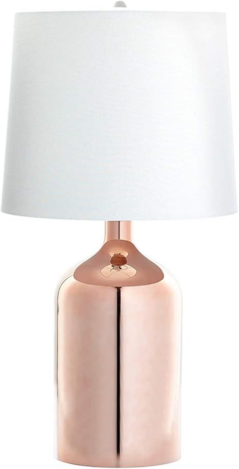 white and copper table lamp