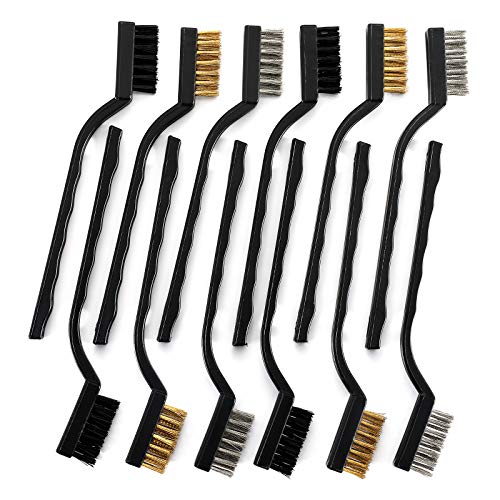 TILAX 12 Pack Wire Brush Set for Cleaning Welding Slag and Rust, Curved