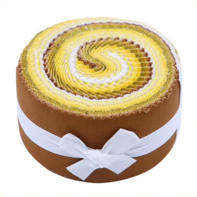 CraftsFabrics 100% Cotton 40Pcs/Roll Pre-Cut Jelly Rolls Strips 2.5"x 44" Wide Ideal for Quilting, Scrapbooking, Sewing, Arts & Crafts, Patchwork; Buttercream