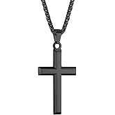 ChainsHouse Cross Necklace for Men, Black/18K Gold Plated/Stainless Steel Christian Jewelry Cross Pendant Necklace for Men, with Gift Box