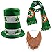 St. Patrick's Day Party Costume Suit Hat,Beard, Scarf
