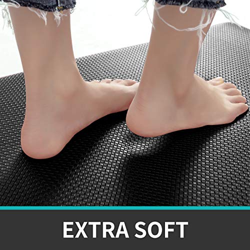 DEXI Kitchen Rugs and Mats Cushioned Anti Fatigue Comfort Runner Mat for Floor Rug Standing Rugs Set of 2,17"x29"+17"x59", Black - Image 2