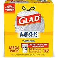 Glad Tall Kitchen Drawstring Trash Bags - 13 Gallon - 120 Count (Packaging May Vary)