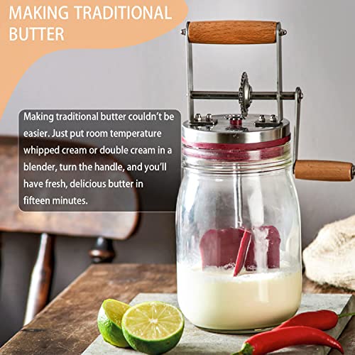 1.5 Liters Manual Butter Churner Wooden Handle Shakes Stainless Steel