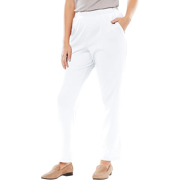 Women's Plus Size Pants Easy Fit Elastic Waist Pull On (3X, 6351X