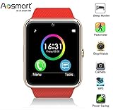 Bluetooth Smart Watch, Aosmart G88 Smartwatch for Android Smartphones (Red)