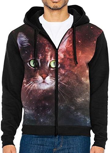 MKJC Hoo Men's Hoodie Full-zip Pullover - Galaxy Cat