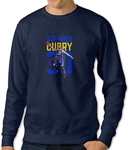 Men's Steph Curry Long Sleeve Crew Neck Pullover Hoodies Navy US Size S
