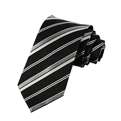 Mens Striped Grey Black Classic Formal Tie Necktie Wedding Party Gift