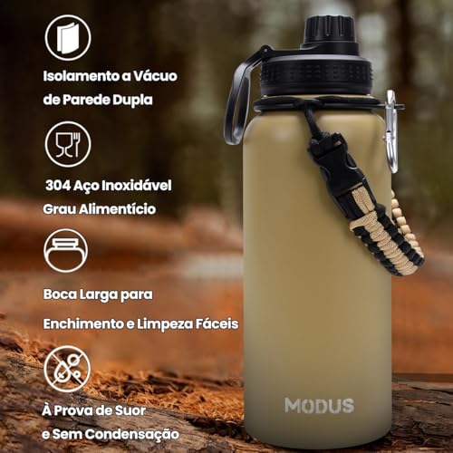 Garrafa Térmica De Água Isolada 950ml Quente & Frio De Aço Inox Com Alça (Caqui)
