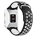 UMTELE Compatible for Fitbit Ionic Band, Two-Toned Perforated Strap Breathable Accessory Wristband with Quick Lock&Release Buckle Replacement for Fitbit Ionic Smart Watch, Small, Black/White