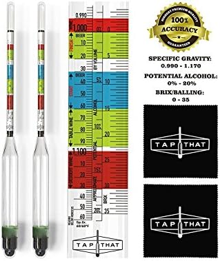 Premium Triple Scale Hydrometer (Set of 2) - ABV Testing for Home Brew Beer and Wine