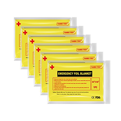 Emergency Blanket – (6-Pack), 63″ x 82″. Two-Sided Extra Large Mylar Survival Blanket for Marathons, Camping, Outdoors, First Aid Kits, Survival Kit, Car Emergency Kit