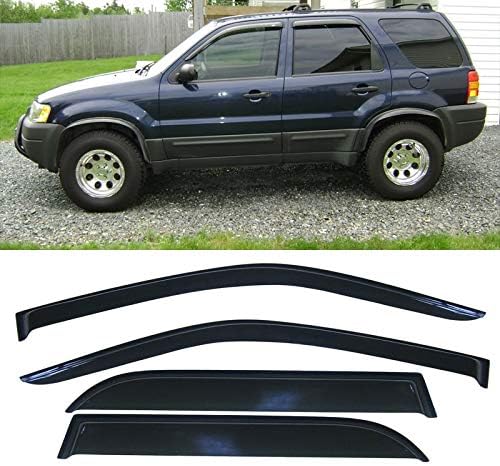 Riseking Compatible with 01-07 Ford Escape 4pcs Dark Smoke Sun Rain Guard Vent Shade Door Trim Window Visors