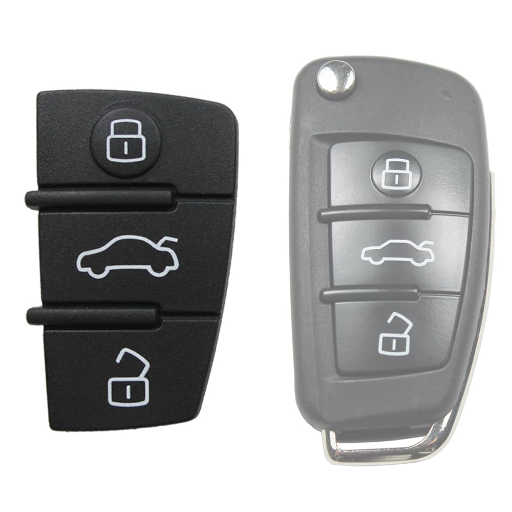 Rubber 3 Buttons Replacement Remote Control Key Shell Black Audi A1 A3 A4 A5 A6 A8 S4 S5 Q5 Q7 Key Replacement Shell Keys Car Logo Cover Membrane Buttons