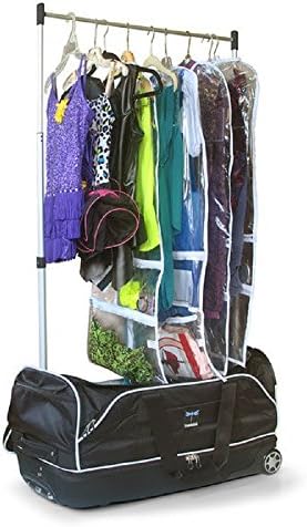 NEW Convenient and Innovative 28-inch Wheeled Drop-bottom Duffel Bag with Garment Rack, Black/Silver Finish