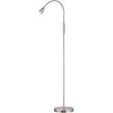 O&rsquo;Bright Ray &ndash; Adjustable LED Beam Floor Lamp, Dimmable and Zoomable Spotlight, Flexible Gooseneck, Reading/Crafting Standing Lamp, Work Table Light, Brushed Nickel