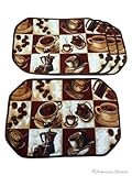 Set 4 Piece Coffee Placemats Espresso Latte Decor Table Cafe Kitchen Place Mats