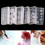 Miswilsi 6Pcs/set Clear Mixed Shapes Acrylic Template 3D Silicone DIY Manicure Nail Art Mold