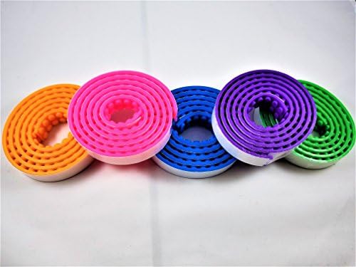Block Tape for LEGO Bricks Compatible Silicone Flexible Self-Adhesive(3.25ft long rolls)Set of 5 Bright Colors Pink Purple Dark Blue Orange Green Great for Block Building STEM STEAM Projects Fun