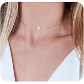 Tooliks Opal Bead Choker Necklace – Rose and Gold Filled or Sterling Silver, Blue or White Opal Ball, Dainty Minimalist Jewelry 13.5"-16.5"
