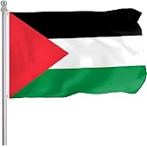 FLGCLUB Palestine Palestinian Flag 3x5 Ft Outdoor, Vibrant Color Fade Resistant Palestine Flags Polyster Double Stitched, Palestinian National Flag Canvas Header and Brass Grommets