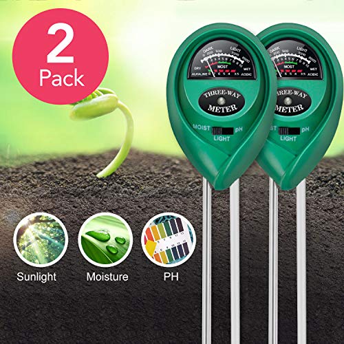 iPower LGTESTSOILX2 2-Pack pH Meter, 3-in-1 Soil Tester Kits with Moisture,Light and, 2 pk