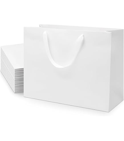 FISHLONO White Gift Bags Bundle In Different Sizes (4 Small 8.5'', 4