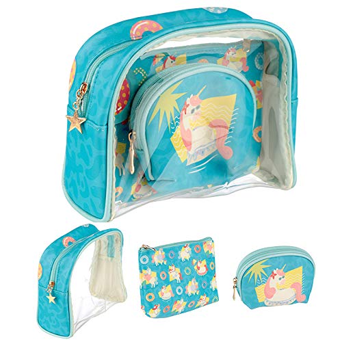 Unicorn Set of 3 Makeup Bags Brush Pouch Toiletry Wash Bag Portable Travel Make Up Case Pouch Cosmetics Vanity For Women Girls (Other options available) Gift Birthday Christmas (Unicorn)