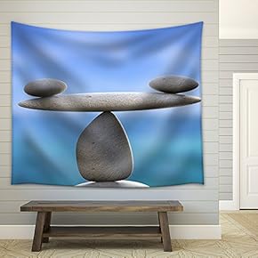Spa Stones Showing Perfect Balance and Wellness - Fabric Wall Tapestry Home Decor - 51x60 inches